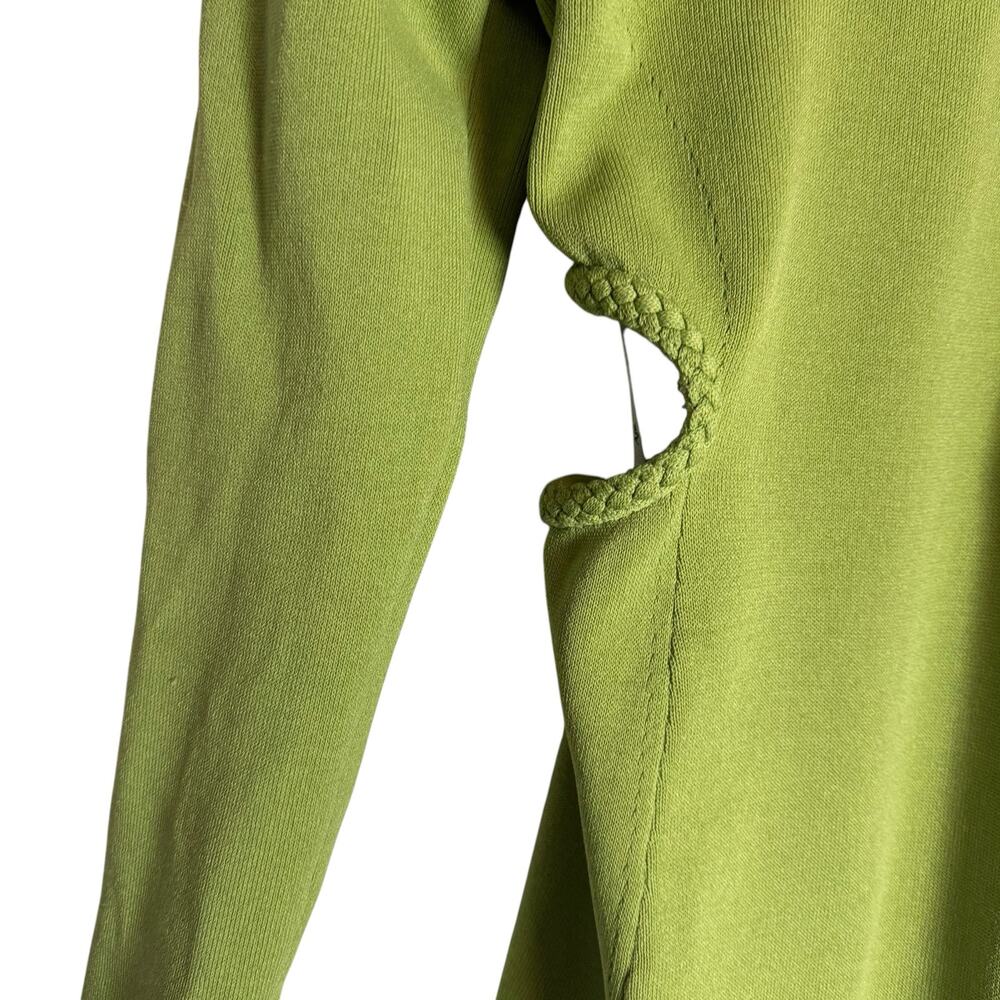 Aje Amelie Spring Green Cut Out Long Sleeve Knit Mock Neck Midi Dress Sz Medium - Picture 8 of 13